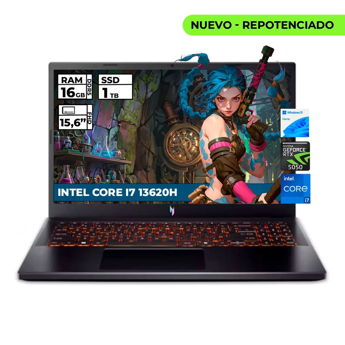 ACER - PORTATIL GAMER ACER NITRO INTEL CORE I7-13620H 16GB RAM 512GB SSD RTX 5050 15'' FHD WINDOWS 11 HOME
