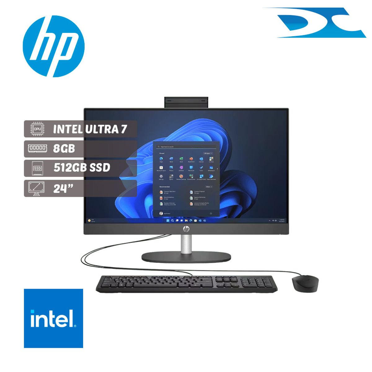 HP - All In One HP PRO ONE 240 G10 Intel Ultra 7 /Ram 8GB/512GB SSD/ 24” /FREE