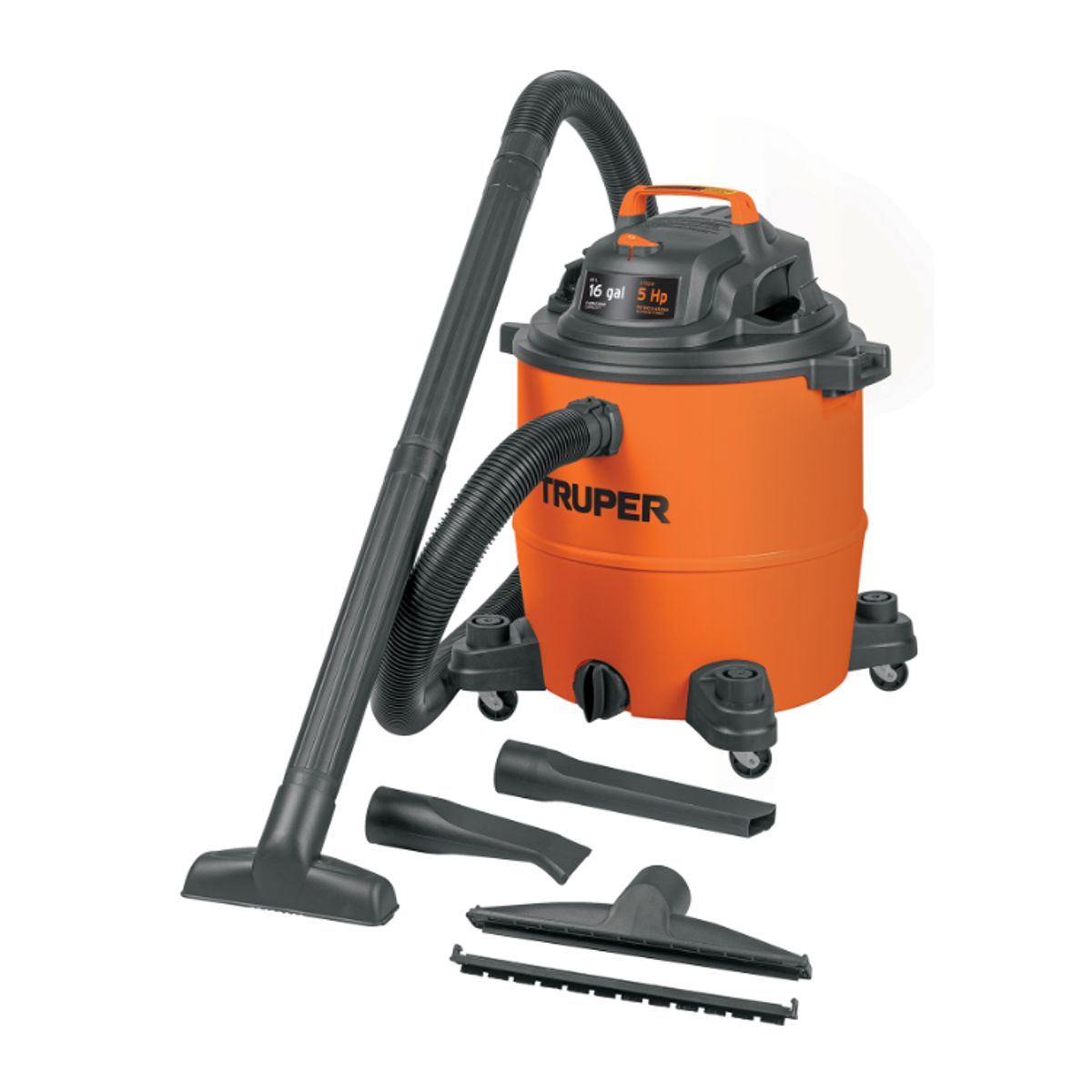 TRUPER - Aspiradora de sólidos y líquidos, 16 gal,5HP plástica