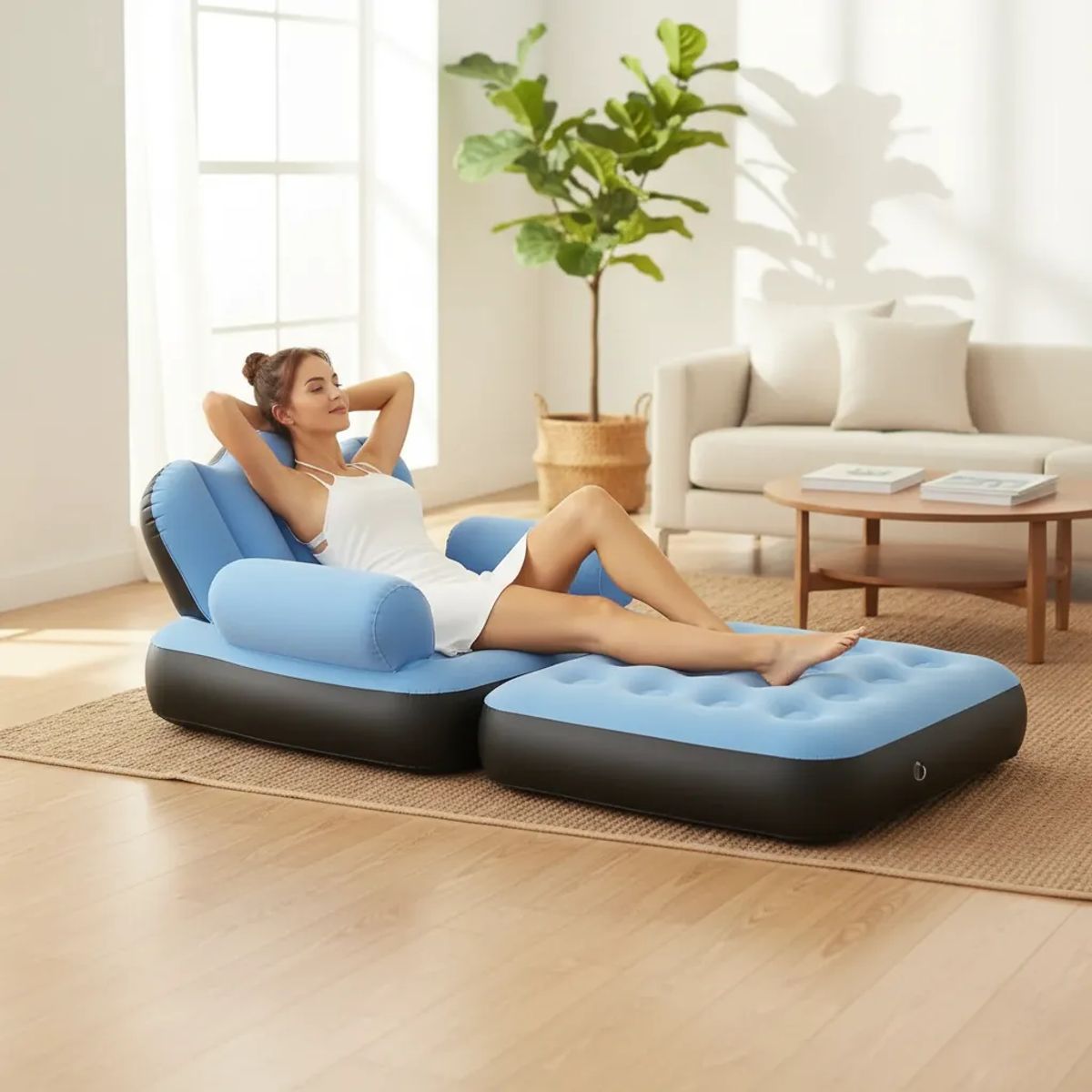 GENERICO - Sofá Cama Inflable 2 En 1 Portátil Para Hogar Camping y Viajes