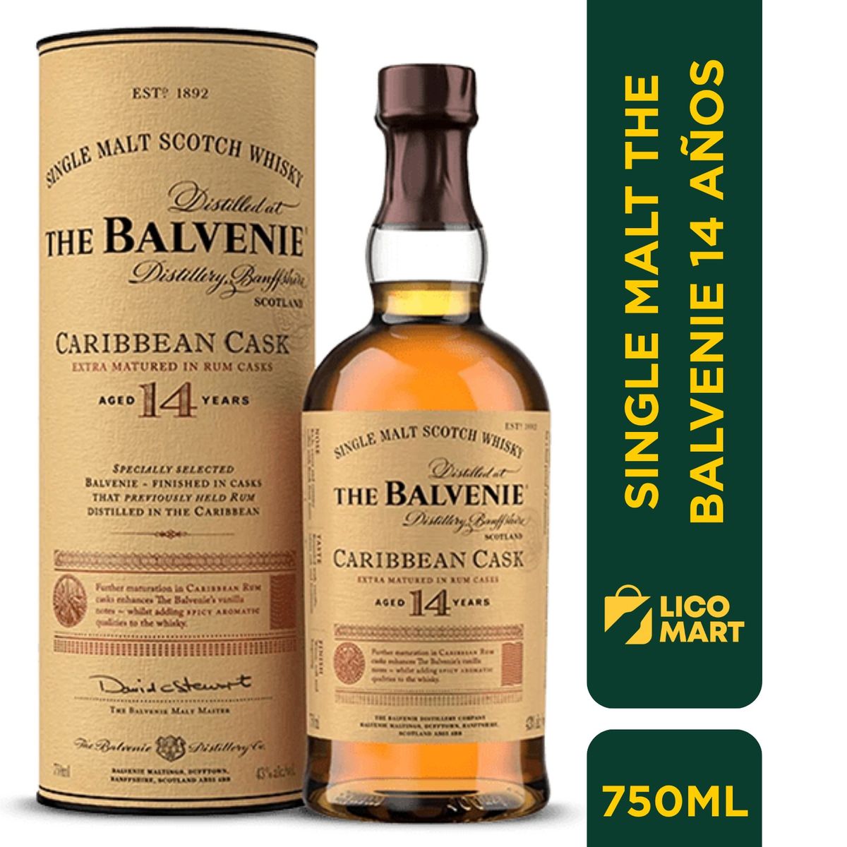 GENERICO - WHISKY SINGLE MALT THE BALVENIE 14 AÑOS 750 ML