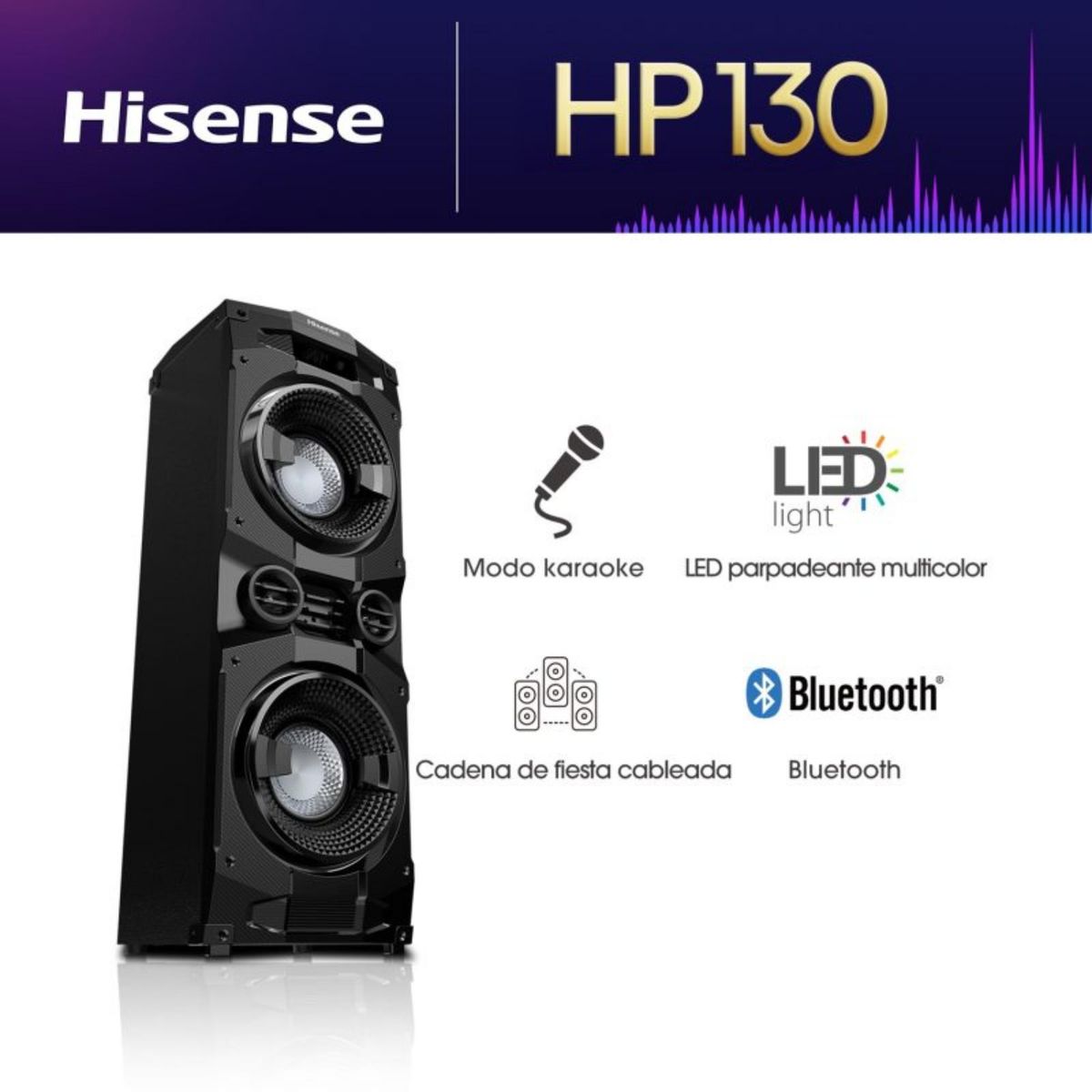 HISENSE - Torre de sonido Son Hisense HP130 400W Negro
