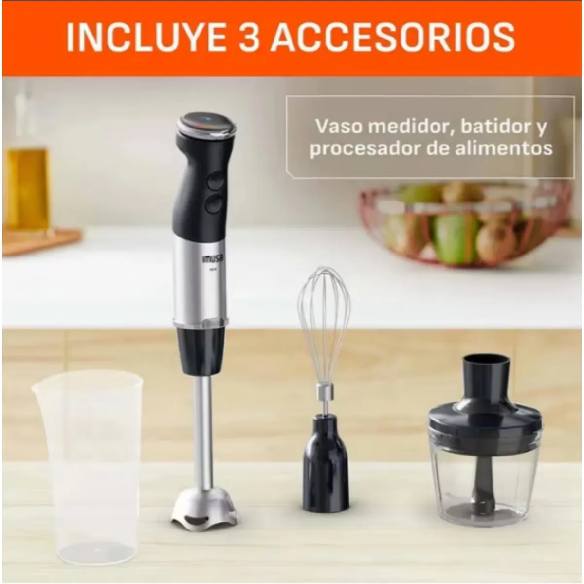 IMUSA - Licuadora de Mano Imusa Quickchef+ Plateada