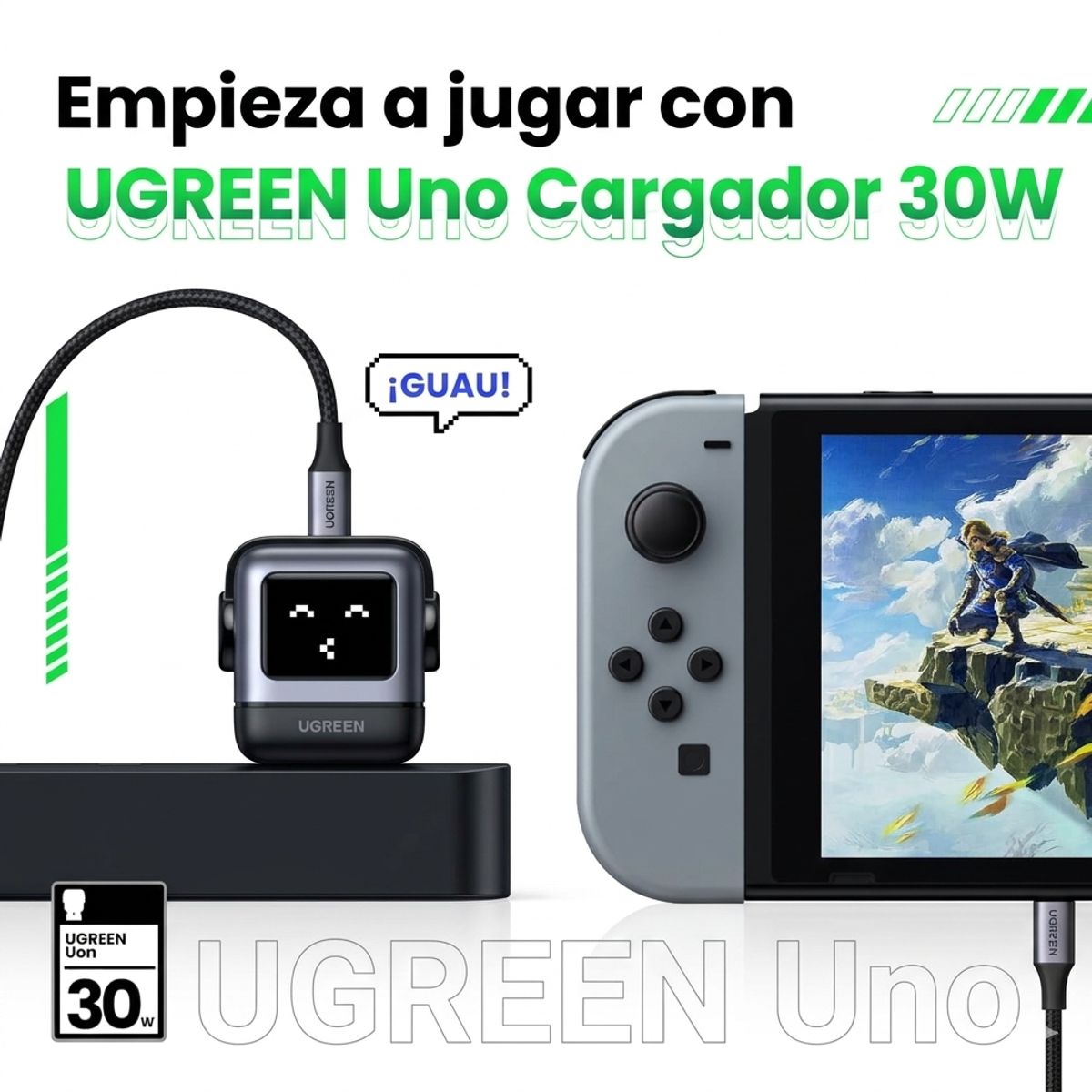 UGREEN - Cargador UGREEN Uno Robot 30W USB-C GaN  Carga Rápida Compacta