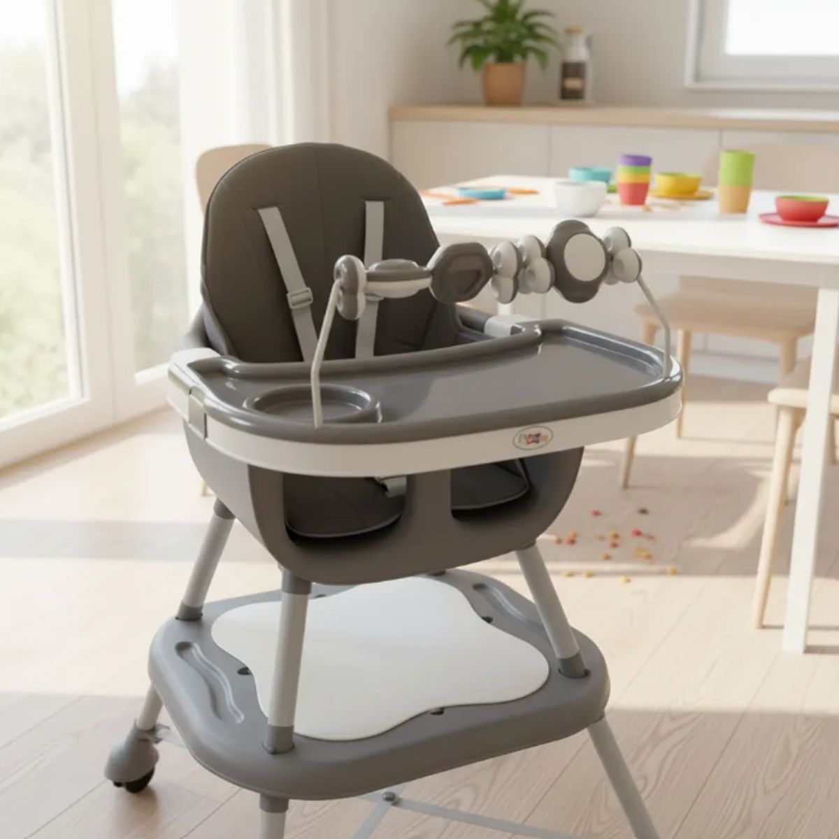 KIDSHOP - Silla Comedor Y Escritorio 6 En 1+ Marcadores Y Legos Gris 555-13B-GR