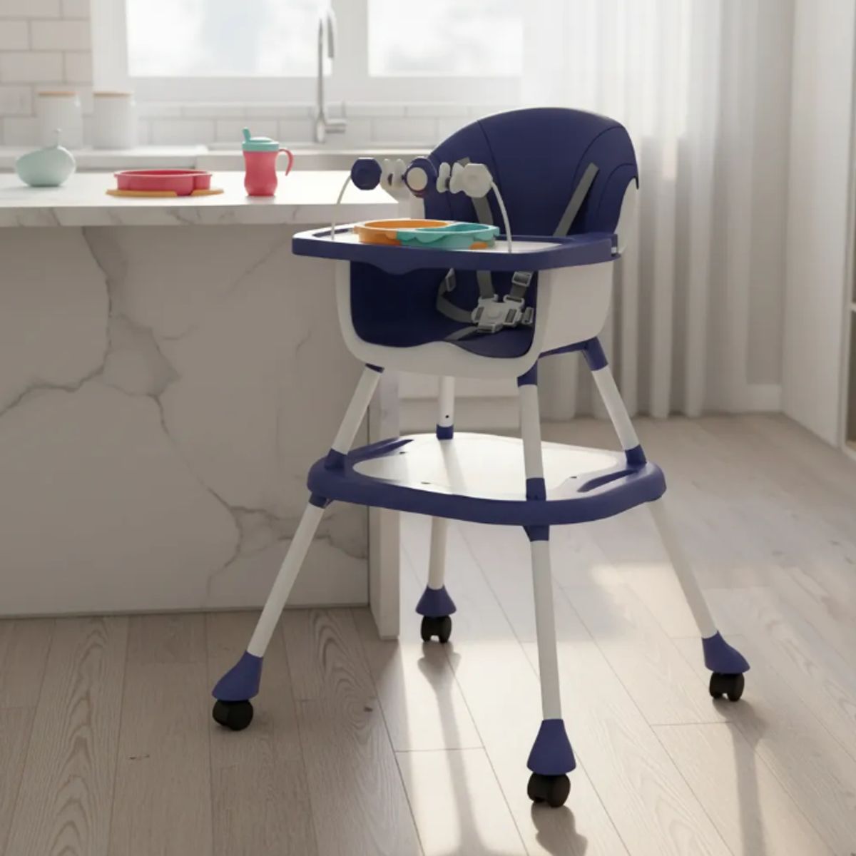 KIDSHOP - Silla Comedor Y Escritorio 6 En 1+ Marcadores Y Legos Azul 555-13B-AZ