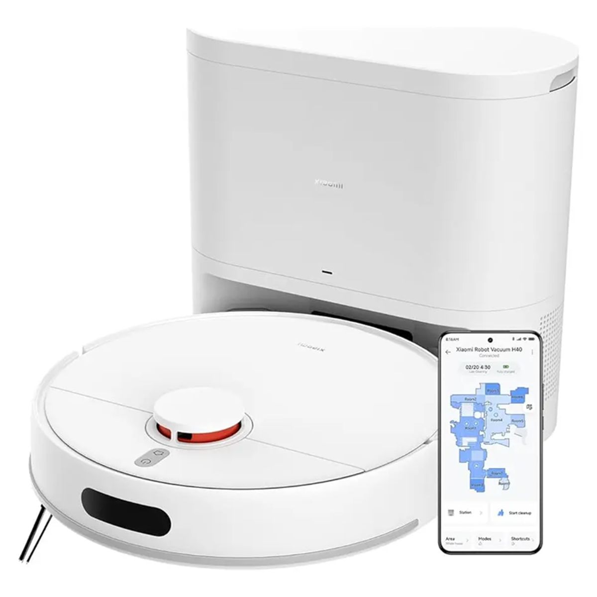 XIAOMI - Xiaomi Robot Vacuum H40 Aspiradora Robot Inteligente Autovaciado 10000Pa WiFi Mapeo Láser y Trapeado