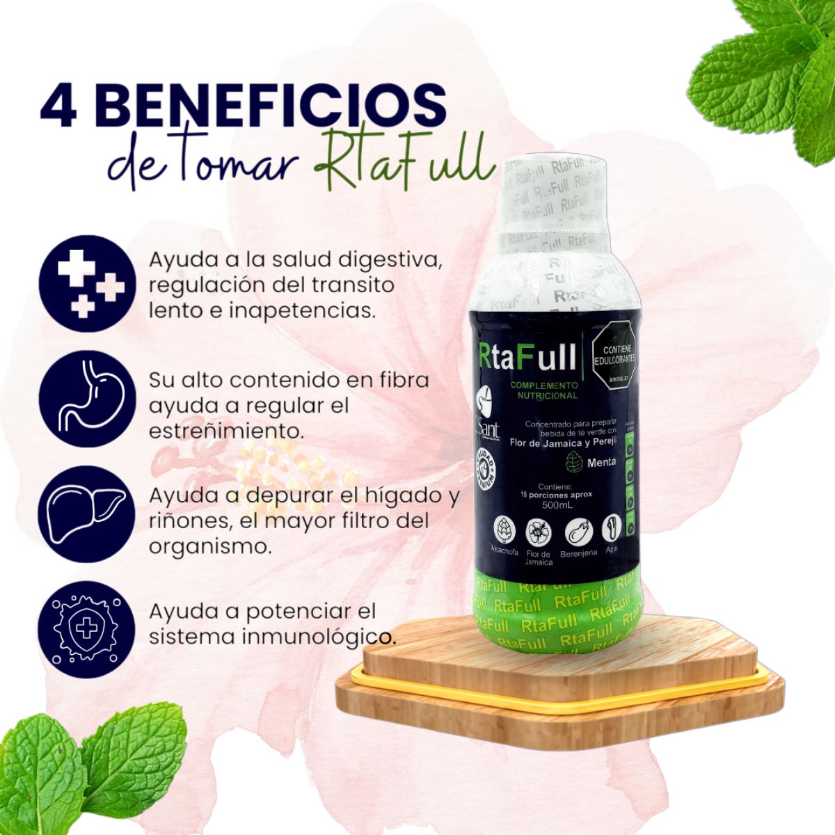 GENERICO - RtaFull Bebida Digestiva 500ml Tránsito Intestinal Ligereza y Bienestar Diario