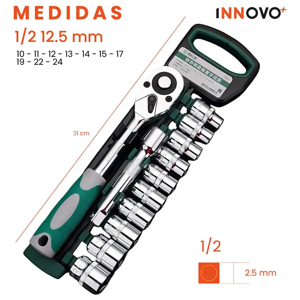 SOKANY - Juego De Herramienta Copas Rachet 12 Pz