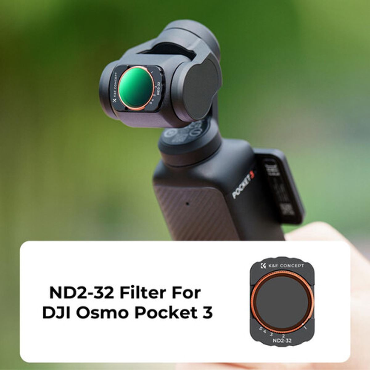 K&F CONCEPT - K&F Concept Nano-X Serie Filtro VND2-32 con Recubrimiento Verde para DJI Osmo Pocket 3 Control Luz