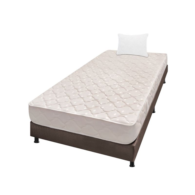 DORMILANDIA - Colchón con Base Cama cama Sencillo Firmeza Media Espumado Multisleep 100 x 190 cm + Almohada Dormilandia - 0% Interés a 3 Cuotas Pagando con tu CMR Banco Falabella