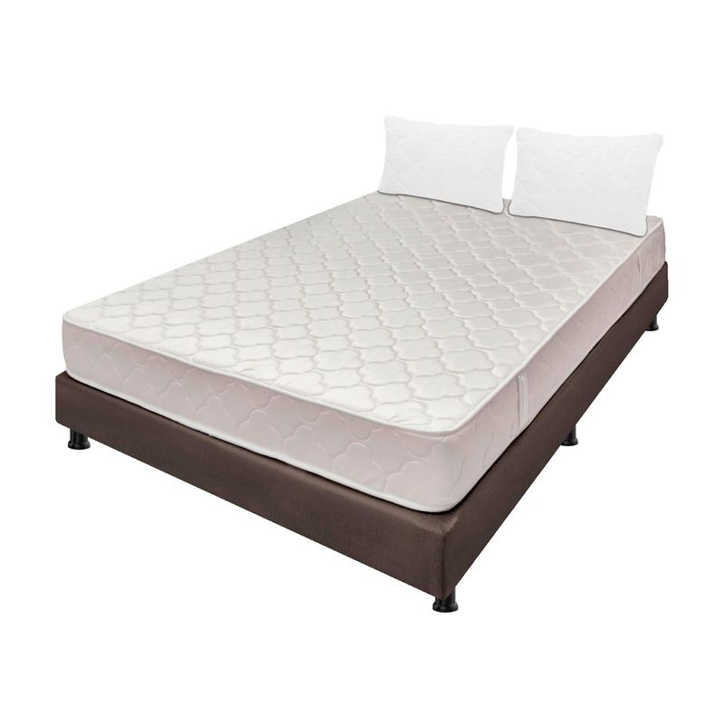 DORMILANDIA - Colchón con Base Cama cama Doble Firmeza Media Espumado Multisleep 140 x 190 cm + 2 Almohadas Dormilandia - 0% Interés a 3 Cuotas Pagando con tu CMR Banco Falabella