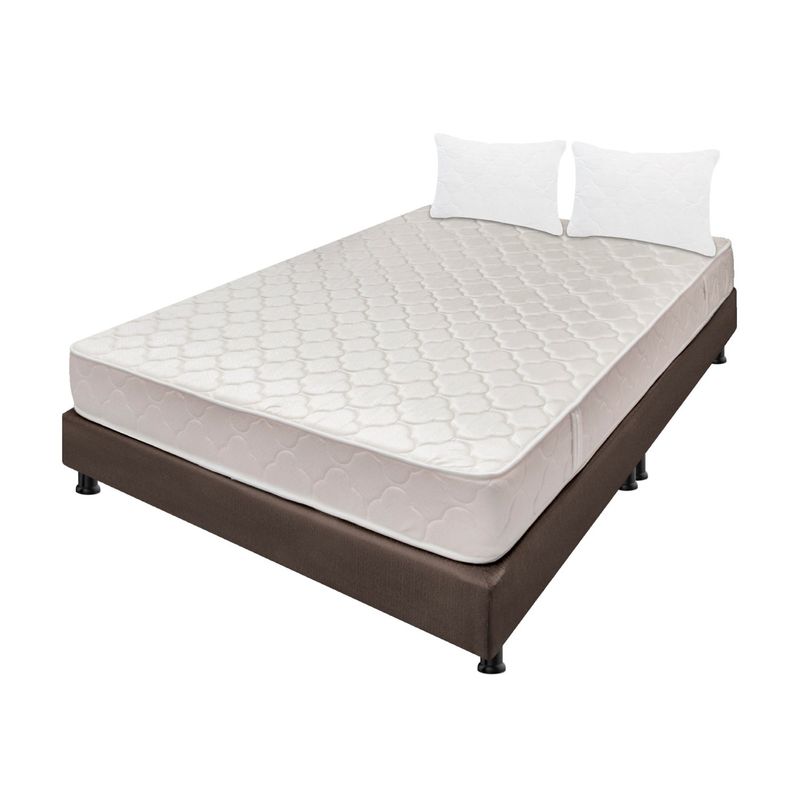DORMILANDIA - Colchón con Base Cama Queen Firmeza Media Espumado Multisleep 160 x 190 cm + 2 Almohadas Dormilandia - 0% Interés a 3 o 6 Cuotas Pagando con tu CMR Banco Falabella 