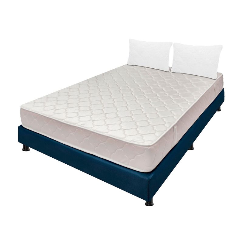 DORMILANDIA - Colchón con Base Cama cama Semidoble Firmeza Media Espumado Multisleep 120 x 190 cm + 2 Almohadas Dormilandia - 0% Interés a 3 Cuotas Pagando con tu CMR Banco Falabella