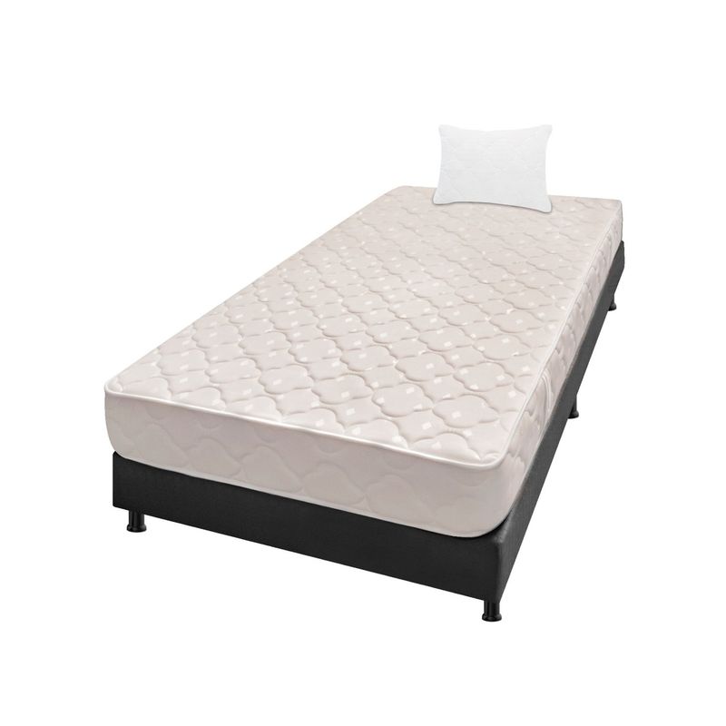 DORMILANDIA - Colchón con Base Cama cama Sencillo Firmeza Media Espumado Multisleep 100 x 190 cm + Almohada Dormilandia - 0% Interés a 3 Cuotas Pagando con tu CMR Banco Falabella
