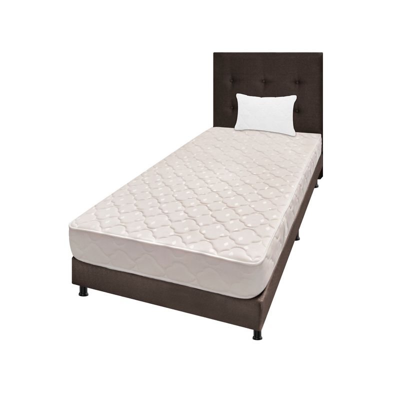 DORMILANDIA - Colchón con Base Cama Sencillo Firmeza Media Espumado Multisleep 100 x 190 cm + Almohada Dormilandia - 0% Interés a 3, 6 o 12 Cuotas Pagando con tu CMR Banco Falabella