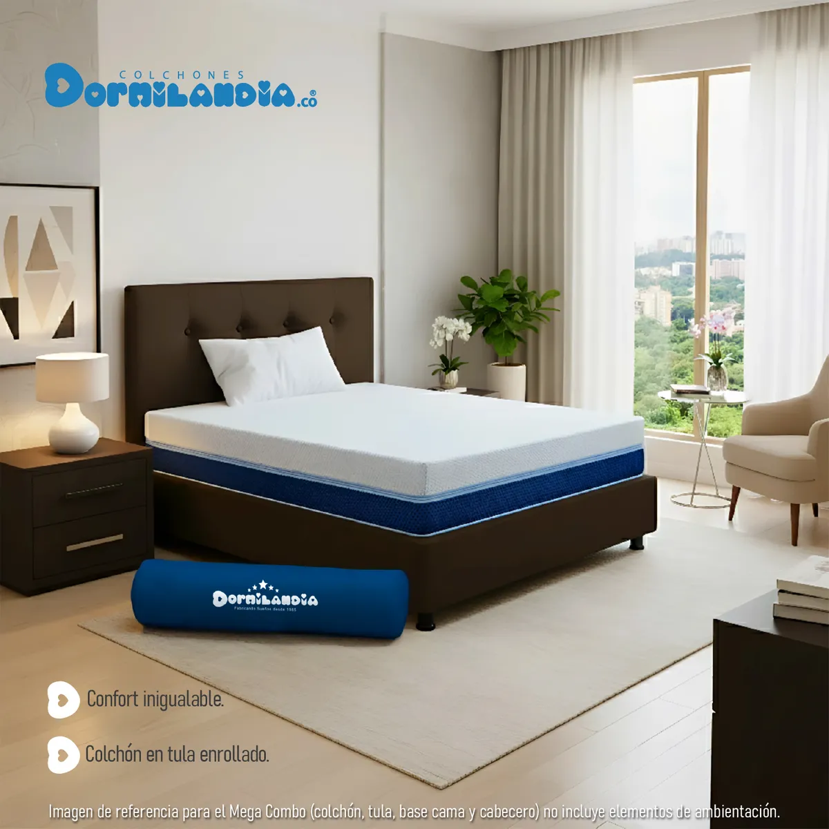 DORMILANDIA - Colchón con Base Cama Sencillo Firmeza Media Espumado Multisleep 100 x 190 cm + Almohada Dormilandia