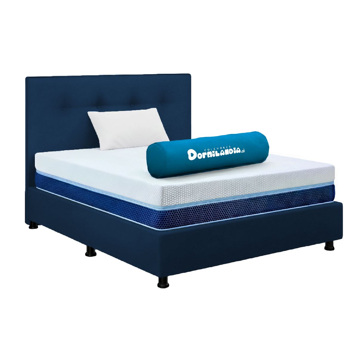 DORMILANDIA - Colchón con Base Cama Sencillo Firmeza Media Espumado Multisleep 100 x 190 cm + Almohada Dormilandia