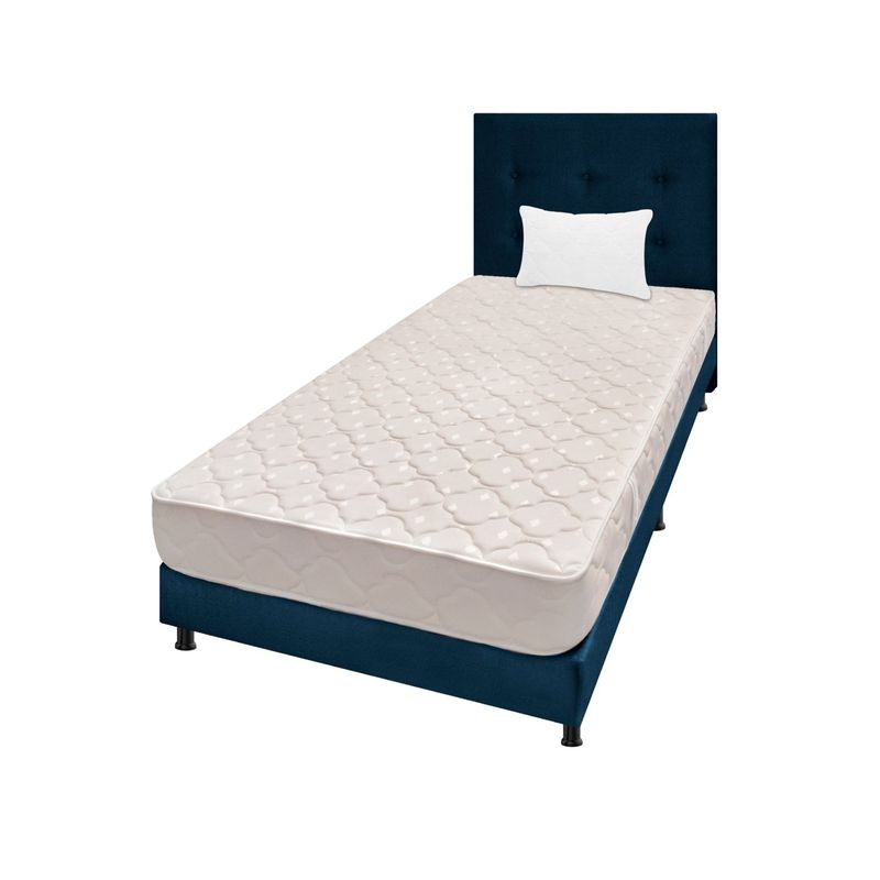 DORMILANDIA - Colchón con Base Cama Sencillo Firmeza Media Espumado Multisleep 100 x 190 cm + Almohada Dormilandia - 0% Interés a 3, 6 o 12 Cuotas Pagando con tu CMR Banco Falabella
