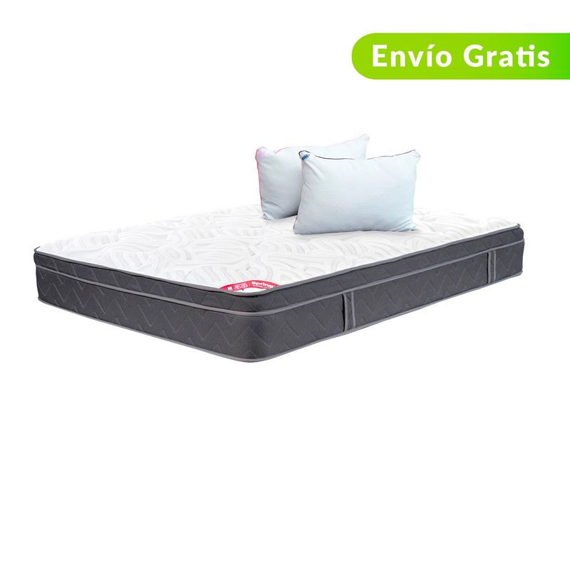 COLCHONES SPRING - Colchón Doble Firmeza Suave Ortopédico con Pillow Resortado Fénix 140 x 190 cm + 2 Almohadas Colchones Spring