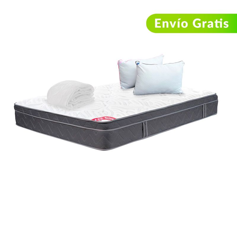 COLCHONES SPRING - Colchón Sencillo Firmeza Suave Ortopédico con Pillow Resortado Fénix 100 x 190 cm + Almohada + Protector Colchones Spring