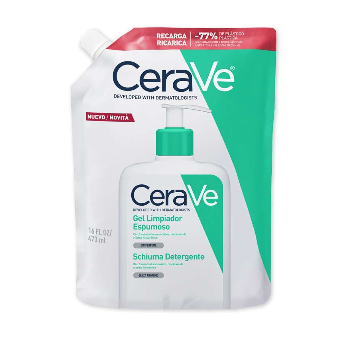 CERAVE - CeraVe Refill Gel Limpiador Espumoso Piel Normal a Grasa x473ml