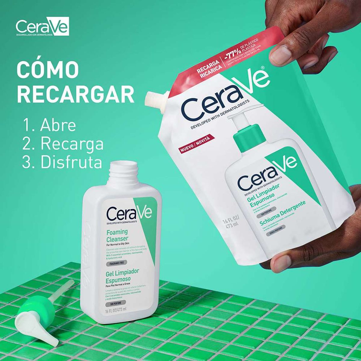 CERAVE - CeraVe Refill Gel Limpiador Espumoso Piel Normal a Grasa x473ml