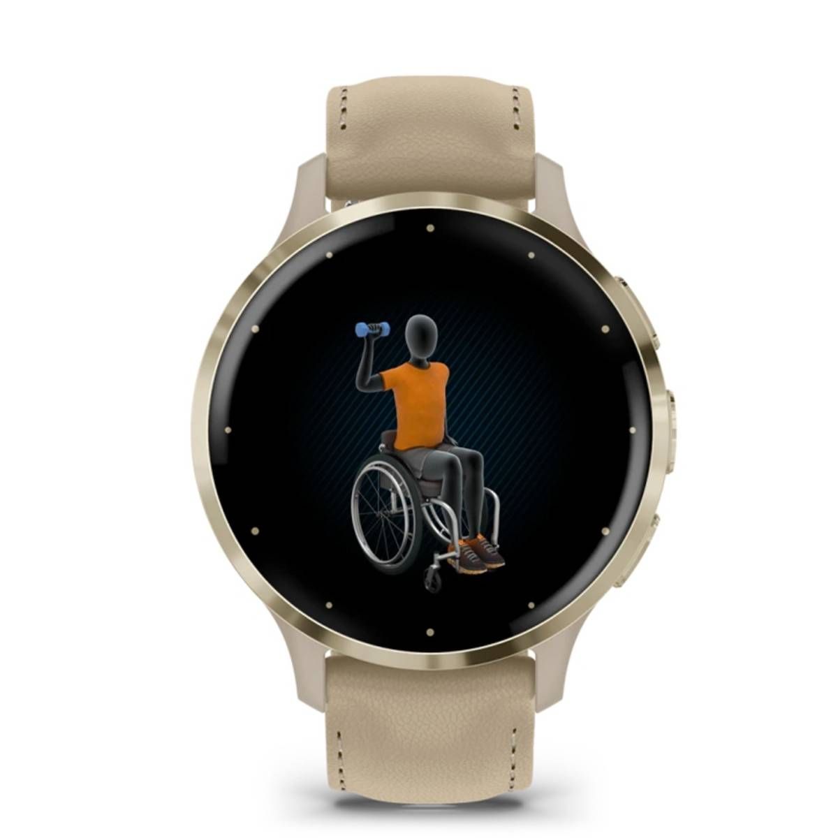 GENERICO - Smartwatch Venu 3S color Beige con bisel dorado con pantalla amoled