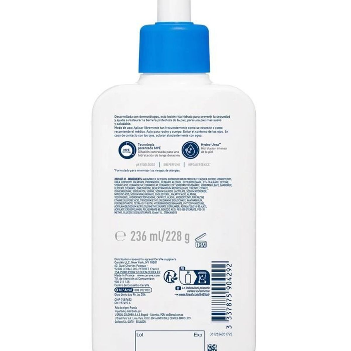 CERAVE - CeraVe Loción Hidratante Intensiva Piel Normal a Seca x236ml
