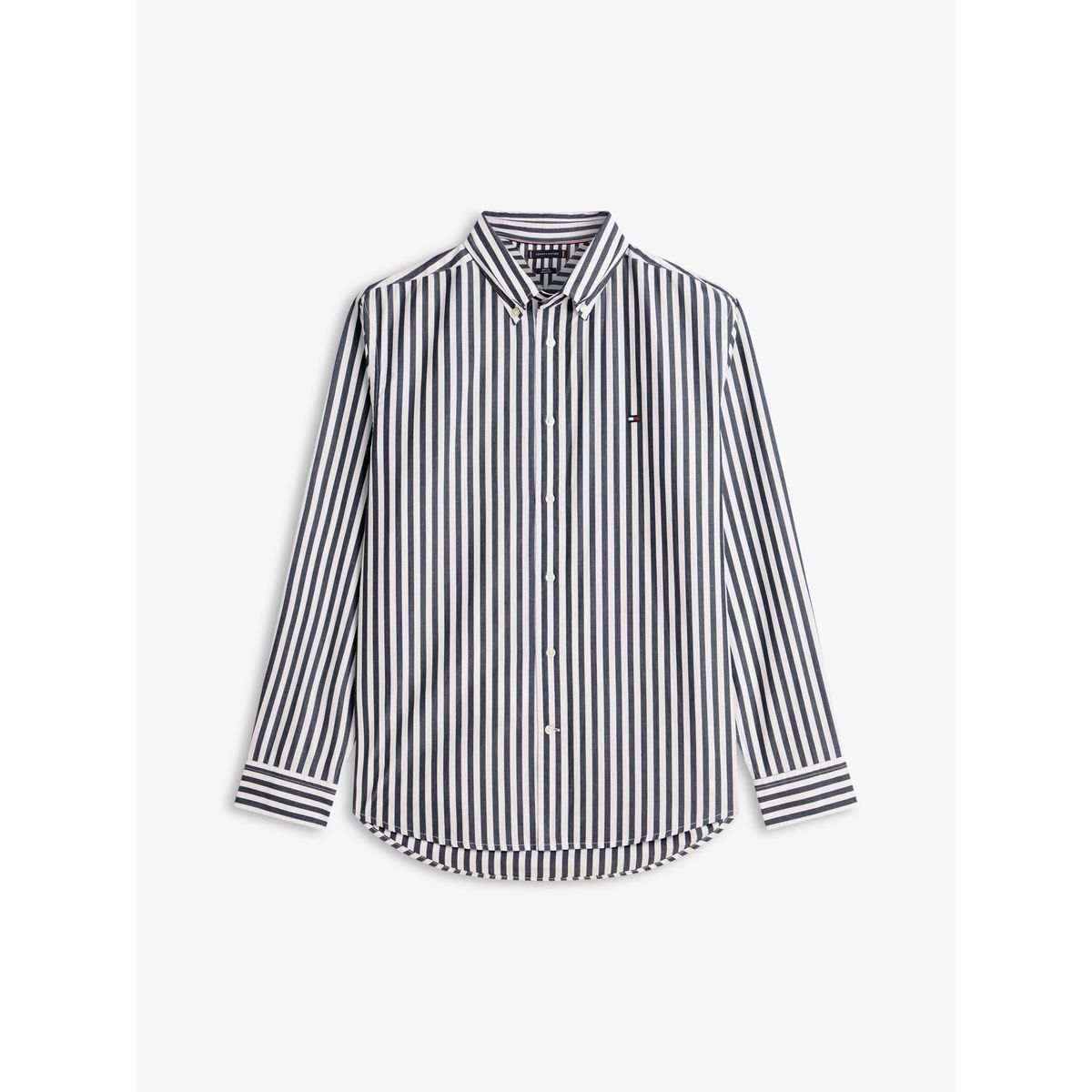 TOMMY HILFIGER - Camisa negra de popelín a rayas TH Flex Tommy Hilfiger
