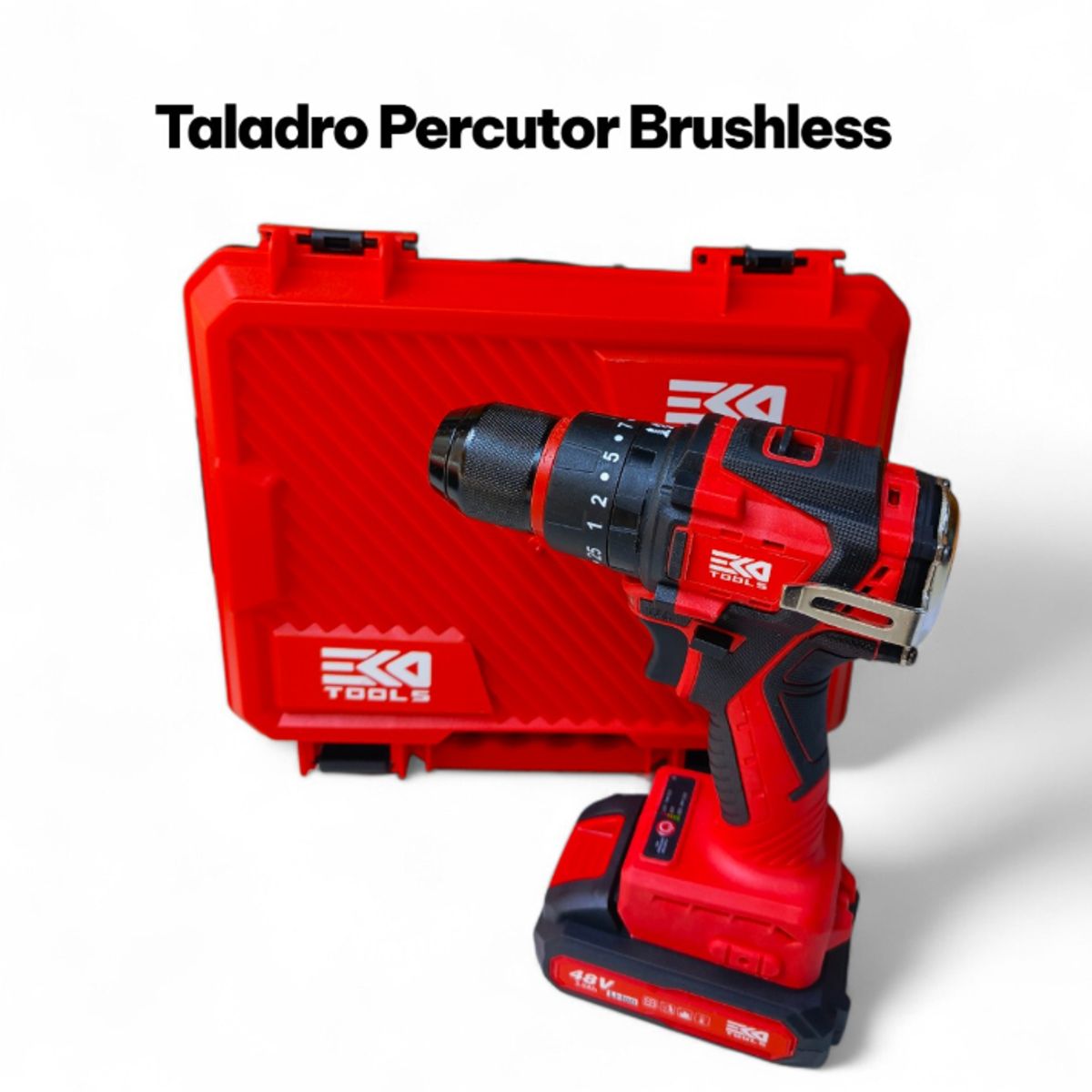 GENERICO - Taladro Percutor Inalámbrico Brushless Ekotool 48V Mandril Metálico + Caja RJ