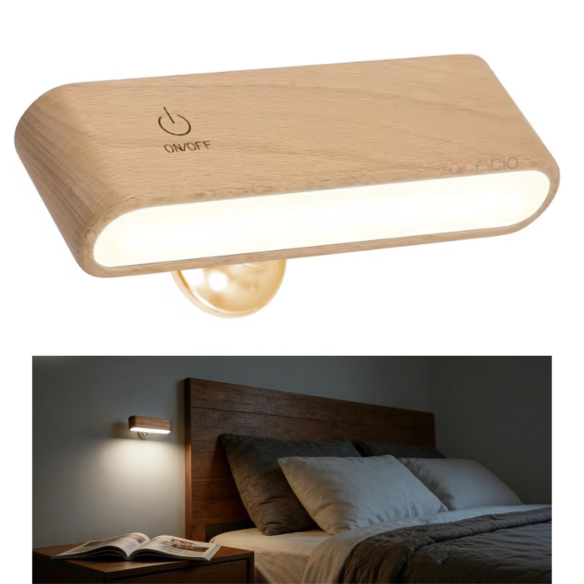 ZOCOCIO - Lampara De Pared Decorativa Led Magnética 360 Con Control Cafe