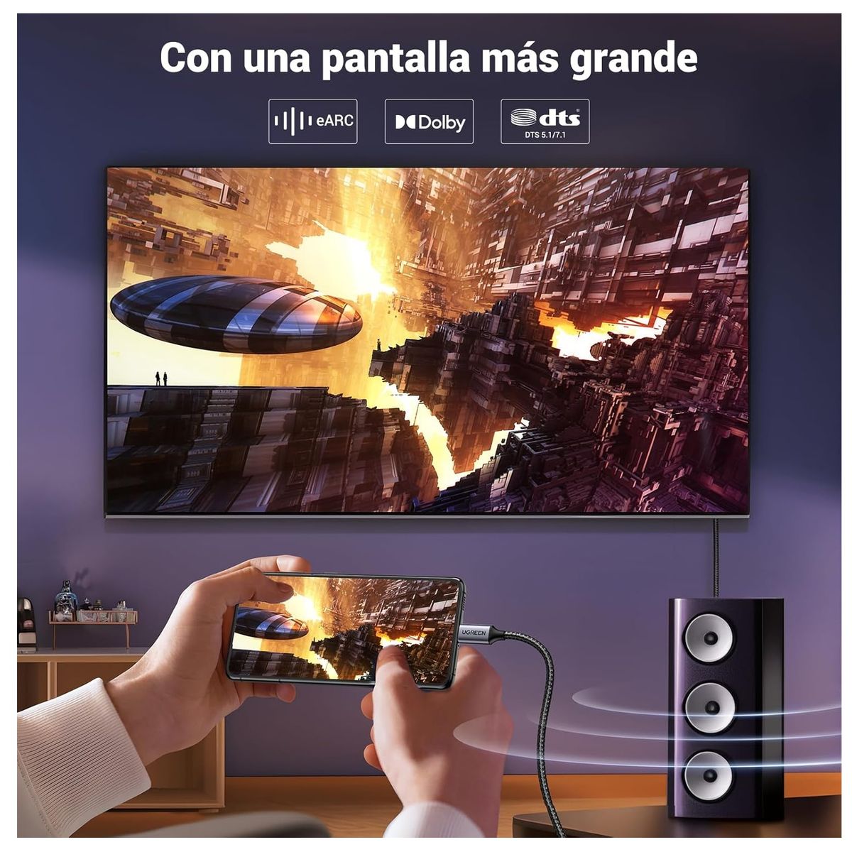 UGREEN - Cable Adaptador USB-C A DisplayPort 1.4 8k@60hz 4k@240hz 2m