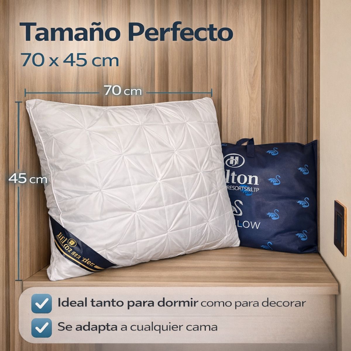 GENERICO - Almohada Hipoalergenica Tipo Hotel Sensacion Pluma De Ganso