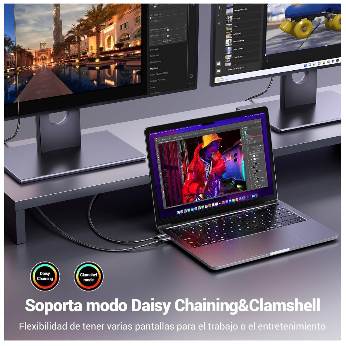UGREEN - Cable Adaptador USB-C A DisplayPort 1.4 8k@60hz 4k@240hz 1.5m