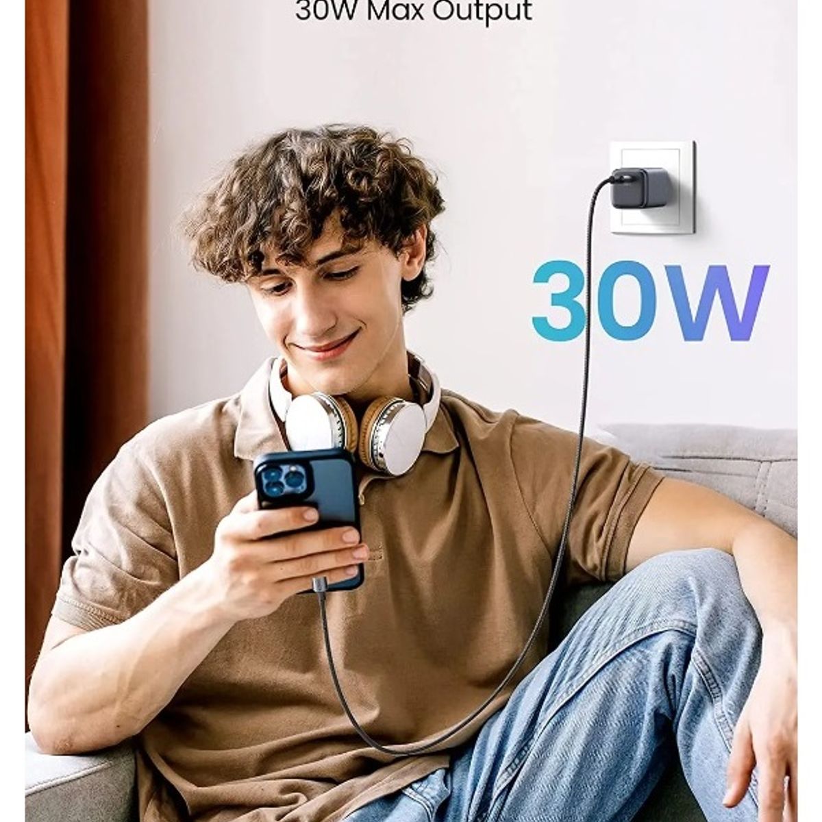 UGREEN - Mini Cargador UGREEN 30W Nexode USB Tipo C Carga Rápida GaN USB-C 5V 2.4A PD3.0 QC
