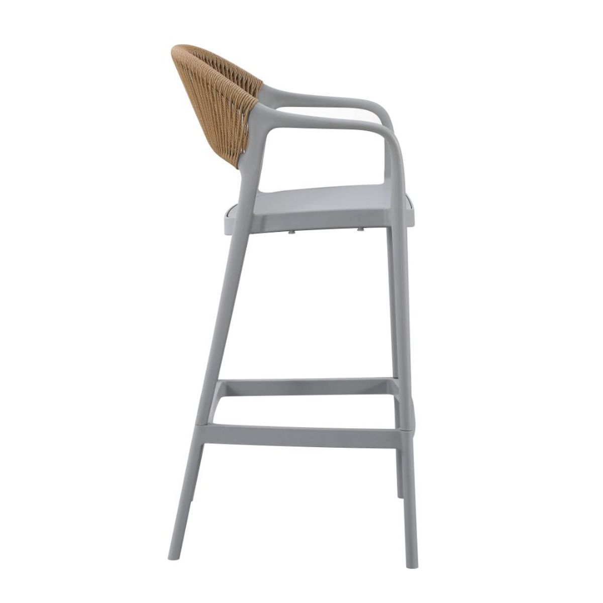 RTA DESIGN - Silla para Bar Bali, Gris, Con espaldar en cuerdas y diseño Moderno