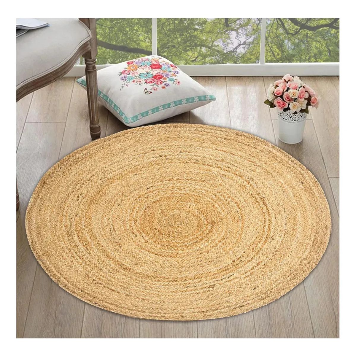 MIELTECH - Tapete alfombra yute trenzado artesanal 80 cm