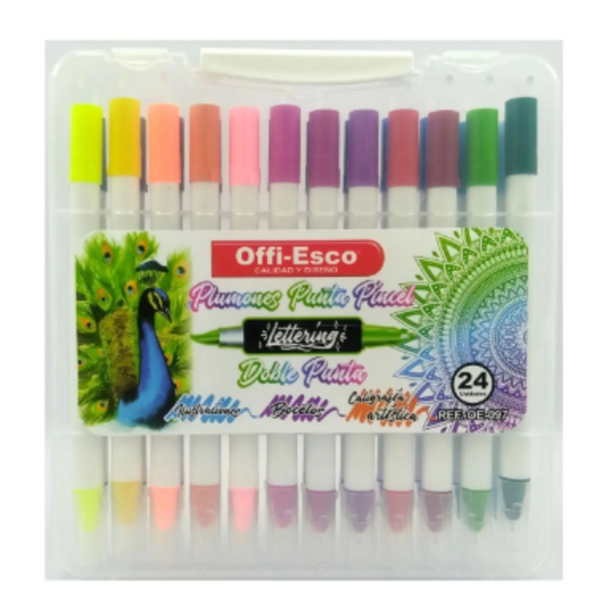 GENERICO - Marcadores Doble Punta Offi-Esco Lettering 24 Colores Tinta Alcohol