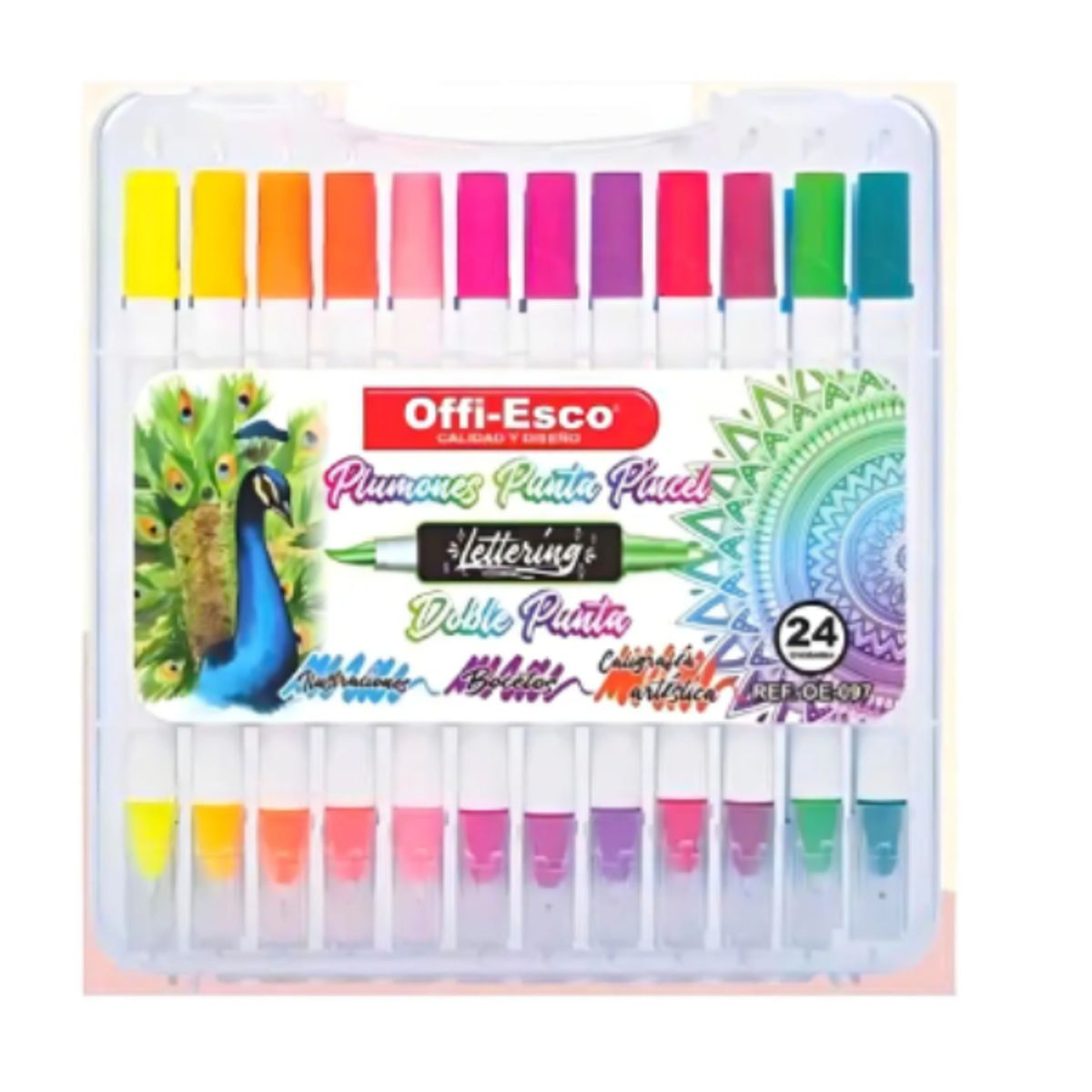 GENERICO - Marcadores Doble Punta Offi-Esco Lettering 24 Colores Tinta Alcohol