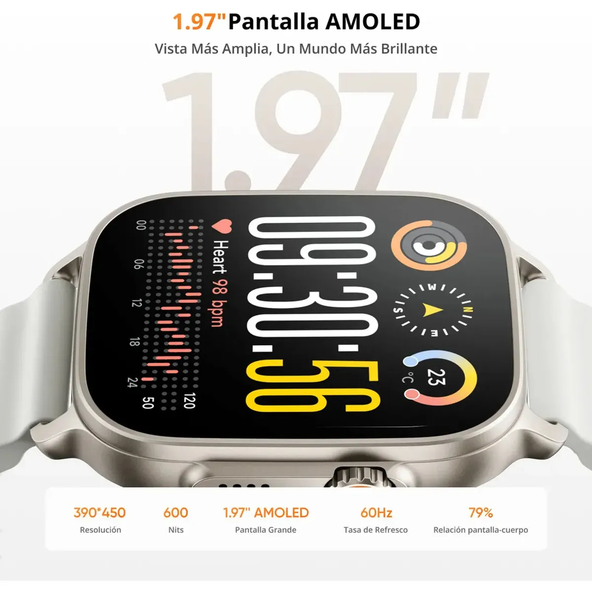 REALME - realme Watch 5 reloj inteligente 1,97 "pantalla AMOLED  14 días de duración de la batería IP68