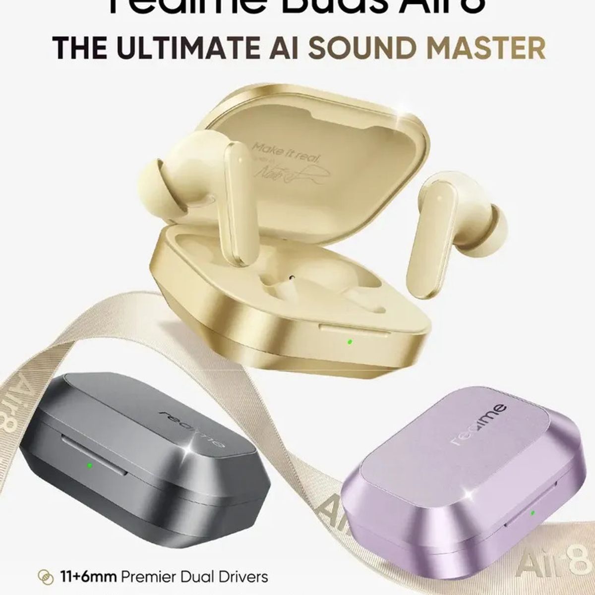 REALME - Audífonos Originales Realme Buds Air8, Cancelación de Ruido Activa de 55dB, Bluetooth 5.4