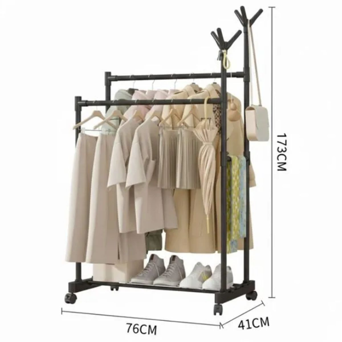 GENERICO - Perchero Metálico Multifuncional con Ruedas