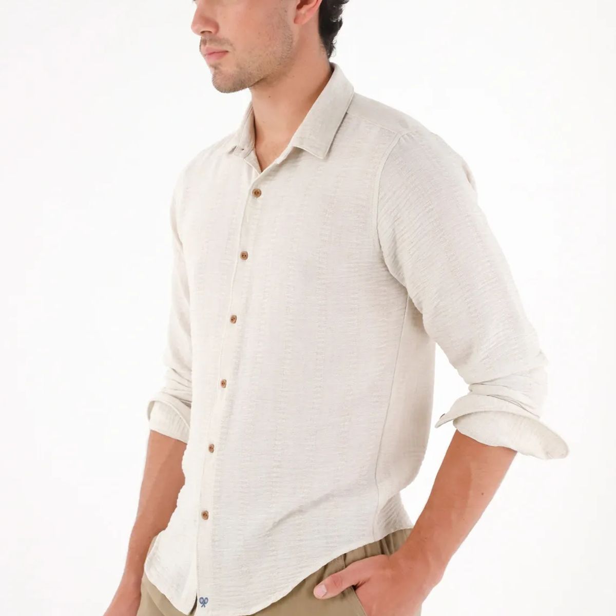 TENNIS - Camisa manga larga gris para hombre
