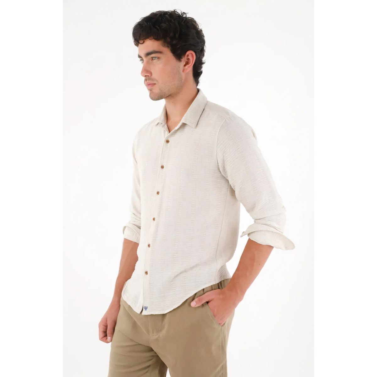 TENNIS - Camisa manga larga gris para hombre