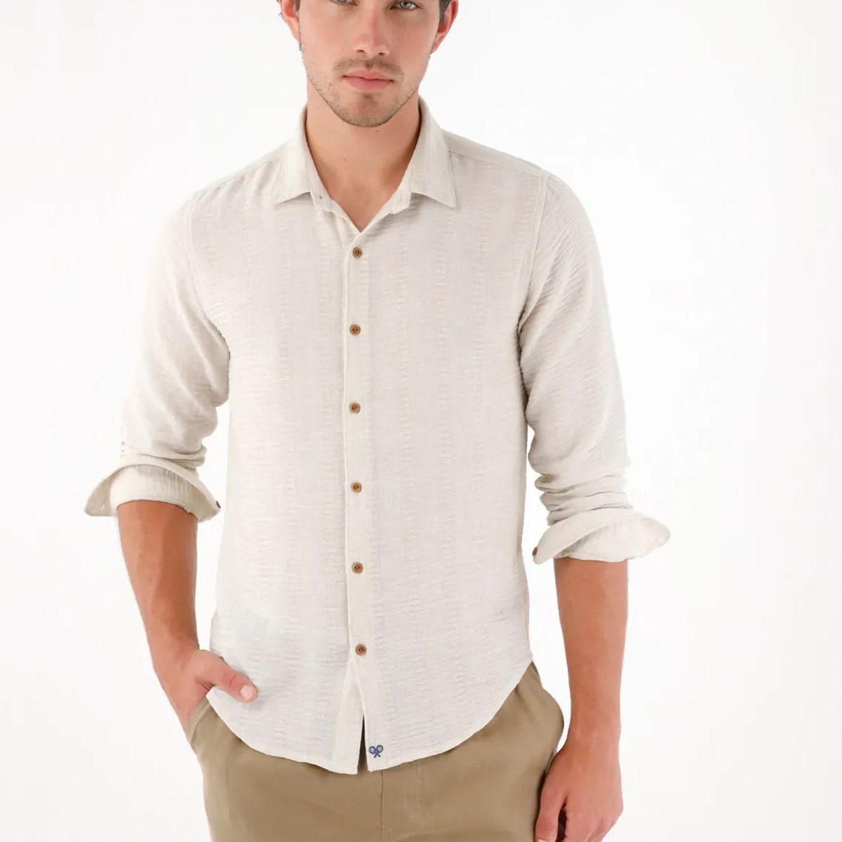 TENNIS - Camisa manga larga gris para hombre