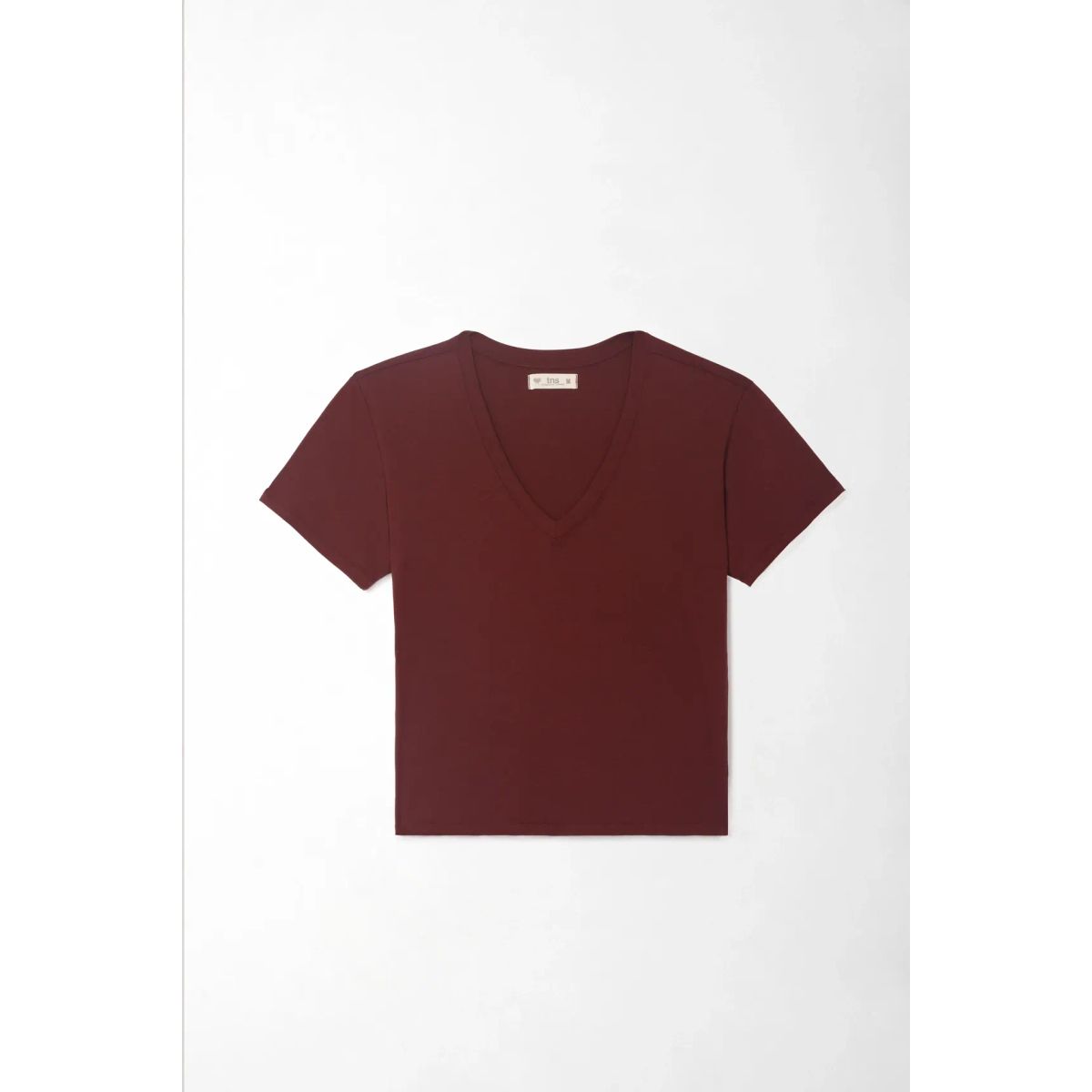 TENNIS - Camiseta para mujer en algodón granate con cuello en V