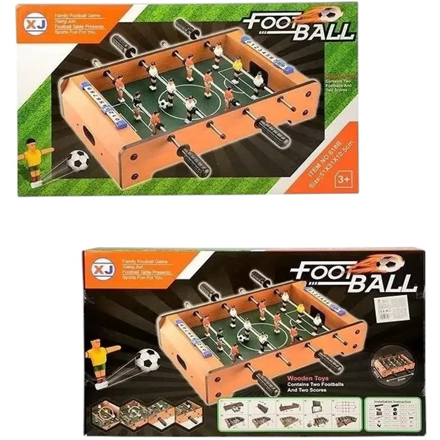 Futbolín Mini De Madera 51x31x10 Cm Para Niños Y Adultos | Juego De Mesa Portátil Con 2 Pelotas | Diversión Familiar