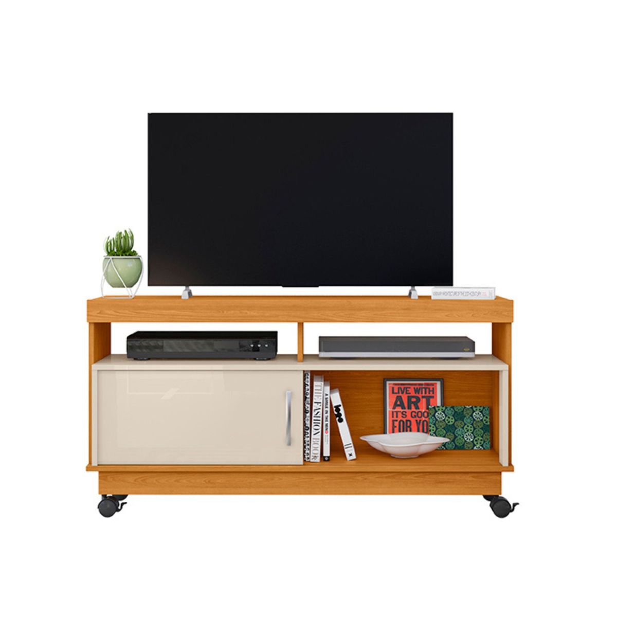 MUEBLES 2020 - Mesa para TV 55" Atlas Canela/Blanco Apagado