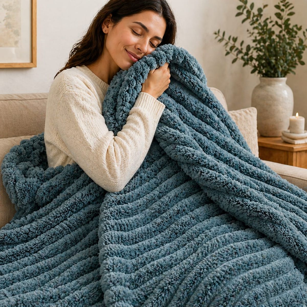 ABRICOL - Cobija Manta  Termica Felpa Cama Doble 185x220 Color Petroleo
